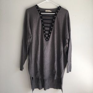 Cage Peekaboo V Neck Oversized Sweater